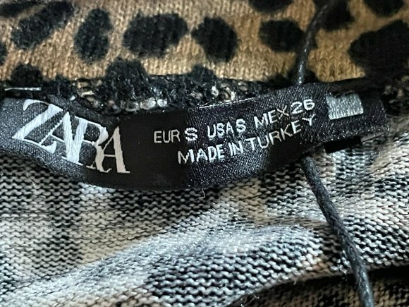 Zara Womens Turtleneck Long Sleeve Animal Print Pullover Top SZ S - Picture 6 of 8